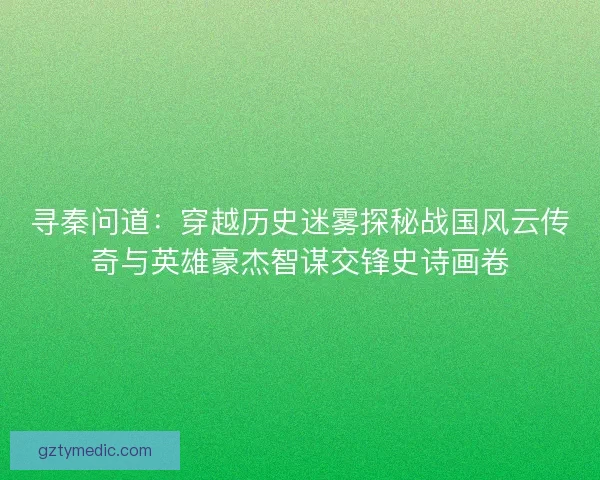 寻秦问道：穿越历史迷雾探秘战国风云传奇与英雄豪杰智谋交锋史诗画卷