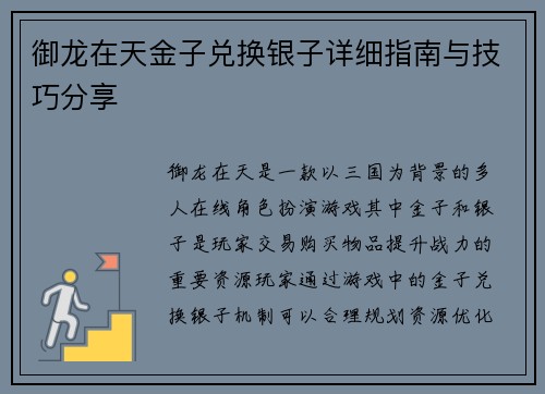 御龙在天金子兑换银子详细指南与技巧分享